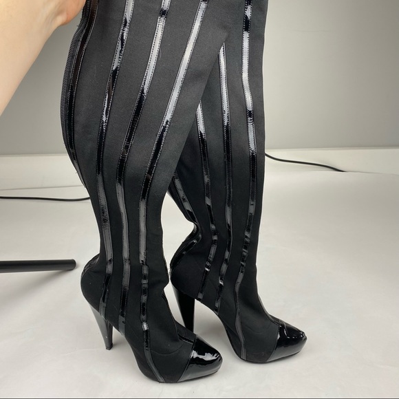 Report Signature, Style Steinway, Black, Fabric & Patent Leather, Thigh-Hi Boots - Picture 3 of 16